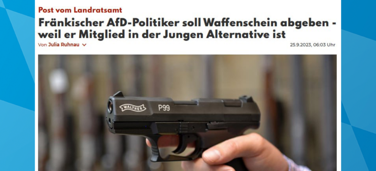 Nordbayern.de: „Fränkischer AfD-Politiker soll Waffenschein abgeben“